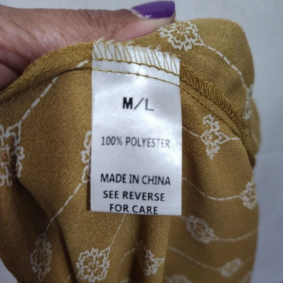 Wishlist Apparel Floral Tie Front Top Off The Shoulder Women Size M/L Brown? - Picture 7 of 8